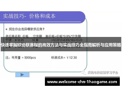 快速掌握欧协联赛程的高效方法与实战技巧全指南解析与应用策略
